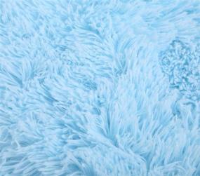 img 2 attached to 🔵 HTL YCHAOART Ultra Soft Fluffy Faux Fur Plush Blanket - Luxury Shaggy Blue Blanket, Cozy and Warm for All Seasons (63 x 79Inch)