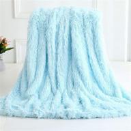 🔵 htl ychaoart ultra soft fluffy faux fur plush blanket - luxury shaggy blue blanket, cozy and warm for all seasons (63 x 79inch) logo