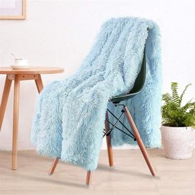 img 3 attached to 🔵 HTL YCHAOART Ultra Soft Fluffy Faux Fur Plush Blanket - Luxury Shaggy Blue Blanket, Cozy and Warm for All Seasons (63 x 79Inch)