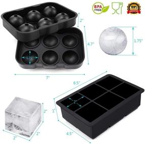 img 3 attached to 🧊 Reusable Silicone Ice Cube Trays Set of 2 - Large Ice Ball Maker and Square Flexible Molds for Cocktails, Whiskey, Juice, and Any Drinks - BPA Free