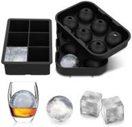 🧊 reusable silicone ice cube trays set of 2 - large ice ball maker and square flexible molds for cocktails, whiskey, juice, and any drinks - bpa free logo