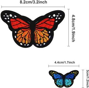 img 3 attached to Set of 20 Butterfly Iron-on Patches - Small and Large Sizes - Embroidered Sew Applique Repairs