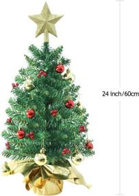 img 3 attached to Liecho 24 Inch Tabletop Mini Christmas Tree: Battery Operated Xmas Tree with Hanging Ornaments - Best DIY Gold Decorations