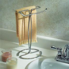 img 1 attached to 👌 Идеальный держатель для руков прекрасного дизайна Ideal iDesign 55658 Axis Metal Hand Towel Holder - идеально подходит для главной ванной комнаты, туалетных столиков, столешниц, кухни - с хромированной отделкой - вмещает 2 полотенца для кончиков пальцев.