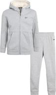 🏻 reebok boys' sweatsuit set - cozy 2-piece fleece hoodie & sweatpants with sherpa hood (2t-12) logo