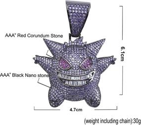 img 1 attached to 👾 Sping Jewelry Gengar Purple Cubic Zirconia Hip Hop Pendant Necklace: A Must-Have for Fans - Classic Collection