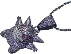img 3 attached to 👾 Sping Jewelry Gengar Purple Cubic Zirconia Hip Hop Pendant Necklace: A Must-Have for Fans - Classic Collection