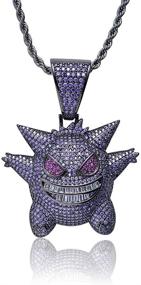 img 4 attached to 👾 Sping Jewelry Gengar Purple Cubic Zirconia Hip Hop Pendant Necklace: A Must-Have for Fans - Classic Collection