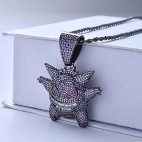 img 2 attached to 👾 Sping Jewelry Gengar Purple Cubic Zirconia Hip Hop Pendant Necklace: A Must-Have for Fans - Classic Collection