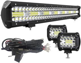 img 4 attached to 🚜 Terrain Vision LED Light Bar 20 Inch Triple Row Flood Spot Combo Beam Off Road - 2pc 4 Inch 60W Driving Fog Lights for Trucks, ATV, UTV, Jeep, Boat, Pickup with Wiring Harness