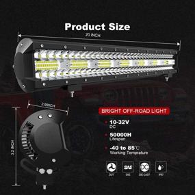 img 3 attached to 🚜 Terrain Vision LED Стробоскоп Бар 20 дюймов Тройной Флуд Спот Комбо Луч Для Внедорожников - 2 шт 4 дюйма 60 Ватт Фары Противотуманные для Грузовиков, АТВ, УТВ, Джипов, Лодок, Пикапов с Тросом.