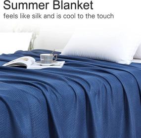 img 3 attached to 🌬️ Lukeight Cooling Summer Bamboo Blanket for Kids | Lightweight & Breathable All Season Thin Blanket | Ideal for Hot Sleepers, Hot Flashes, and Comfortable Sleep | Absorbs Body Heat | Navy, 30x39inches