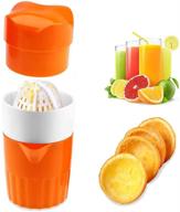 🍋 lemon squeezer citrus juicer - handheld manual lid rotation press with strainer & container for lemon, orange, and citrus fruits logo