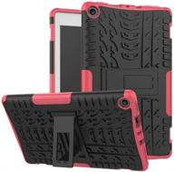 📚 maomi kindle fire hd 8 case 2017/2018 7th/8th generation cover with kickstand - heavy duty [not compatible with hd 8 2020 10th generation] - pink-black logo