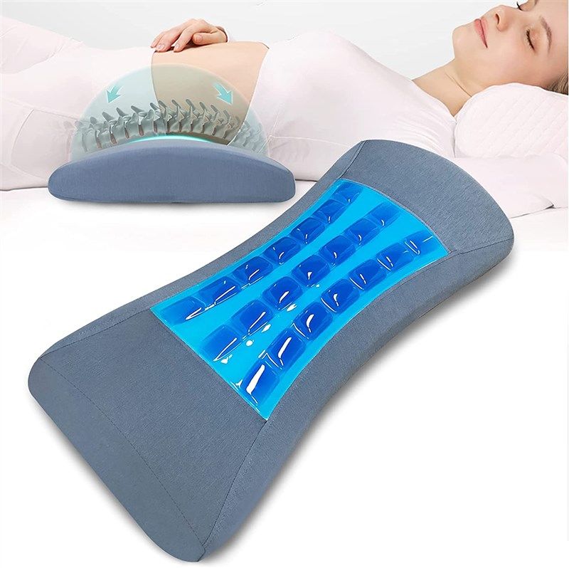 Gel Lumbar Support Pillow for Bed Relief Lower Back Pain, Cooling Memory  Foam Pillow for Sleeping, Waist Sleep Cushion for Side, Back Sleepers,  Wedge