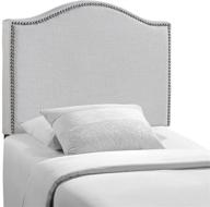 🛏️ modway curl linen fabric upholstered twin headboard: nailhead trim & curved shape in sky gray логотип