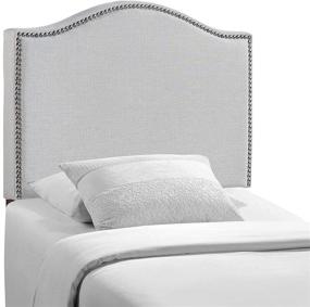 img 4 attached to 🛏️ Modway Curl Linen Fabric Upholstered Twin Headboard: Nailhead Trim & Curved Shape in Sky Gray