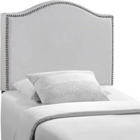 img 3 attached to 🛏️ Modway Curl Linen Fabric Upholstered Twin Headboard: Nailhead Trim & Curved Shape in Sky Gray