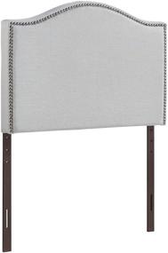 img 2 attached to 🛏️ Modway Curl Linen Fabric Upholstered Twin Headboard: Nailhead Trim & Curved Shape in Sky Gray