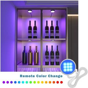 img 1 attached to 🌈 Enhanced Under Cabinet Lighting Kit: Dimmable Puck Light with Remote Control for Color Changing and Bright LEDs - 12V, 7.5W Plug-in Wired LED Lighting Kit for Cabinet, Counter, Closet, Shelf, Display Case