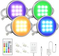 🌈 enhanced under cabinet lighting kit: dimmable puck light with remote control for color changing and bright leds - 12v, 7.5w plug-in wired led lighting kit for cabinet, counter, closet, shelf, display case logo