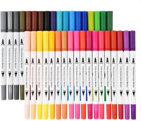 img 4 attached to 🎨 36-Piece Dual Brush Pen Art Markers Set - Colored Fine Point Art Marker, Brush Highlighter, and Fine Tip Markers for Beginners - Journaling, Drawing, and Coloring Book