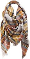 yanekop women's plaid blanket scarf - oversized square scarves for warmth, trendy tartan checkered shawl logo