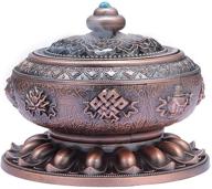 🌸 tibetan lotus copper alloy incense holder burner by medoosky - compatible with stick, cone, and coil incense логотип