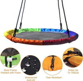 img 3 attached to 🌳 Outdoor Kids Tree Swing Set - 40 Inch Saucer Swing, 700 lb Weight Capacity, Adjustable Ropes, Safe and Sturdy, Waterproof for Children, Tree Park, Backyard (Multicolor)