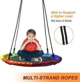 img 2 attached to 🌳 Outdoor Kids Tree Swing Set - 40 Inch Saucer Swing, 700 lb Weight Capacity, Adjustable Ropes, Safe and Sturdy, Waterproof for Children, Tree Park, Backyard (Multicolor)