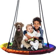 🌳 outdoor kids tree swing set - 40 inch saucer swing, 700 lb weight capacity, adjustable ropes, safe and sturdy, waterproof for children, tree park, backyard (multicolor) логотип