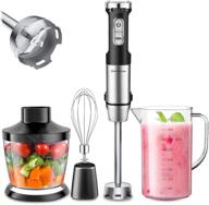 🔪 800w elechomes immersion blender, multi-speed handheld blender with stainless steel, includes 500ml chopper, 800ml beaker, whisk - ideal for smoothies, baby food, sauces, purees, and soups logo