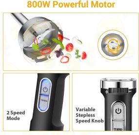 img 1 attached to 🔪 800W Elechomes Immersion Blender, Multi-Speed Handheld Blender with Stainless Steel, Includes 500ML Chopper, 800ML Beaker, Whisk - Ideal for Smoothies, Baby Food, Sauces, Purees, and Soups