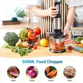 img 2 attached to 🔪 800W Elechomes Immersion Blender, Multi-Speed Handheld Blender with Stainless Steel, Includes 500ML Chopper, 800ML Beaker, Whisk - Ideal for Smoothies, Baby Food, Sauces, Purees, and Soups