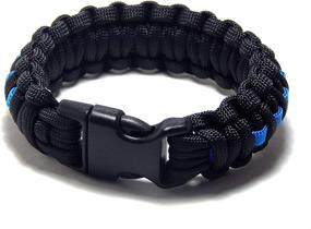 img 1 attached to 👮 Premium Thin Blue Line Police Tactical Paracord Bracelet: Ensuring Survival and Style in Black