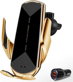 img 4 attached to 📲 15W Fast Charging Wireless Car Charger with Touch Sensing & Auto-Clamping for iPhone SE/11/11 Pro, Samsung Galaxy S20 S10 Note10/9 - Air Vent Clip Car Phone Mount (Q1-Gold)