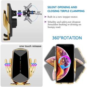 img 1 attached to 📲 15W Fast Charging Wireless Car Charger with Touch Sensing & Auto-Clamping for iPhone SE/11/11 Pro, Samsung Galaxy S20 S10 Note10/9 - Air Vent Clip Car Phone Mount (Q1-Gold)