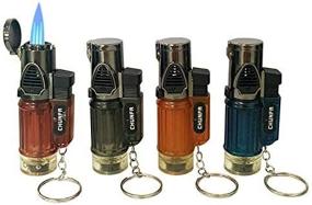 img 2 attached to 🔥 Navpeak Mini Triple Jet Torch Lighter: Rechargeable Windproof Blue Flame Lighters with Keychain, Pack of 4 (Butane not Included)