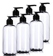 🍶 6-pack of bpa-free 8oz clear plastic squeeze bottles with pump cap and labels included logo