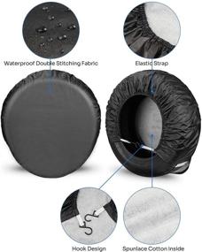 img 1 attached to 🚗 JOYTUTUS Tire Covers: Set of 4 Waterproof Wheel Protectors for Trucks, SUVs, Trailers, Campers, and RVs - Protect from Rain, Sun, and Aging (23-25.9" Diameter, Black)