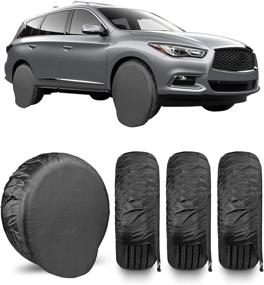 img 4 attached to 🚗 JOYTUTUS Tire Covers: Set of 4 Waterproof Wheel Protectors for Trucks, SUVs, Trailers, Campers, and RVs - Protect from Rain, Sun, and Aging (23-25.9" Diameter, Black)