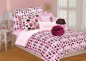 img 1 attached to 🧁 Thro Ltd. Cupcakes Full/Queen Comforter Set in Pink/Brown - Ultimate Comfort and Style!