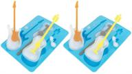 🎸 fairly odd novelties ice cube tray mold novelty music gift set, 2 pack, blue guitar shape with stirrers logo