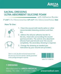 img 1 attached to 🩹 Areza Medical Sacral Silicone Ultra-Absorbent Foam Dressing 7" X 6.8" - Box of 5: Effective Wound Dressing Solution