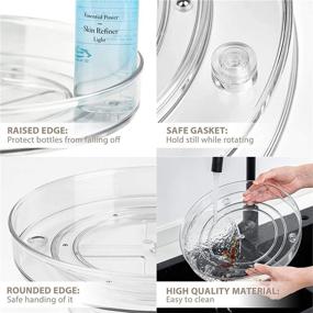img 2 attached to Empaxum 2 Pack Lazy Susan Cabinet Organizer: Clear Plastic Turntable Rotating Spice Rack and Makeup Organizers for Kitchen and Bathroom