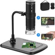upgraded wireless digital microscope: 50x to 1000x wifi usb camera with 1080p fhd, stand & carrying bag - compatible with iphone, ipad, samsung galaxy, android, mac, windows logo