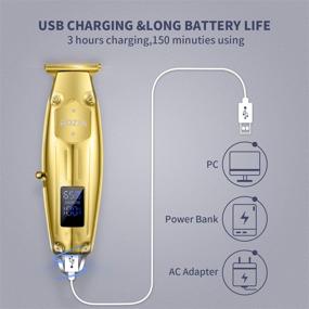 img 2 attached to ✂️ Roziapro Professional Hair Clippers for Men - T-Blade Hair Trimmer Kit with All Metal Beard Trimmer, Rechargeable & Cordless with LED Display