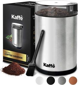 img 4 attached to ☕ Кофемолка Kaffe из нержавеющей стали - вместимостью 3 унции с удобной кнопкой Вкл./Выкл. В комплекте идет щетка для чистки. Достигайте свежеизмельченного кофе с каждым использованием!