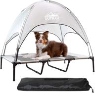 🐶 outrav pet cot with canopy shade tent & carry along travel bag – portable foldable indoor outdoor cooling elevated dog bed with removable pop up sunshade dome gazebo awning, large or xl – gray for enhanced seo logo