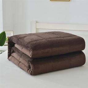img 4 attached to 🛌 Premium Solid Stitched Oversized Weighted Blanket for Ultimate Comfort - Micromink Microfiber Throw with Box Stitching - Twin, Queen, King, Cal King Sizes - Calming and Cozy - 15lbs, 20lbs, 25lbs - Soft Blanket in Cal King, Chocolate Shade